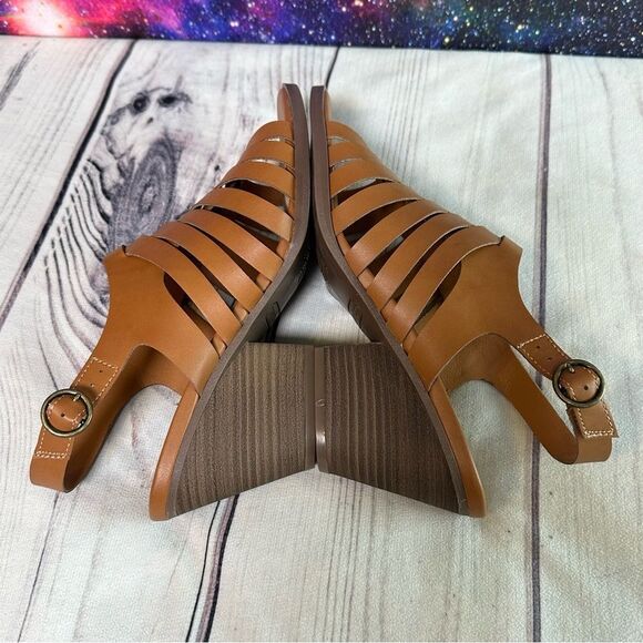Frye and Co Sandals Womens Sz 11 Brown Galia Block Heel Vegan Leather Shoes - Picture 6 of 9
